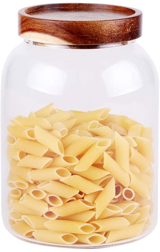 Hunnibi Glass Storage Jar with Airtight Lid for Tea, Coffee, Honey, and Spices