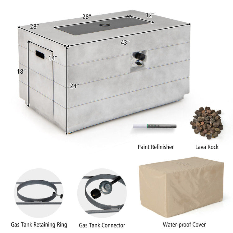 50000BTU Outdoor 40 Inch Round Propane Gas Fire Pit Table with Laval Rock and PVC Cover
