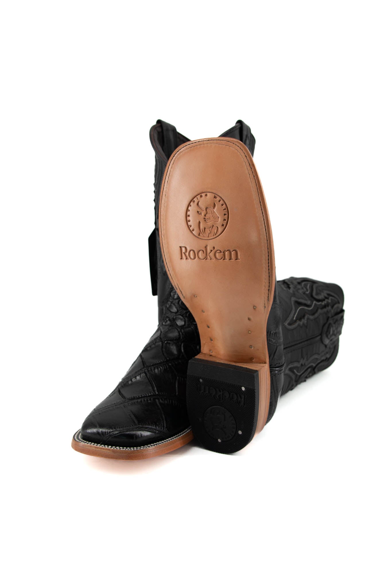 Imit Panza De Lagarto Cowboy Boot - Genuine Leather Square Toe