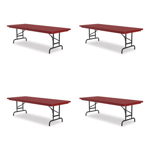 Correll Adjustable Folding Tables Rectangular 72x30x22 To 32 Red Top Black Base