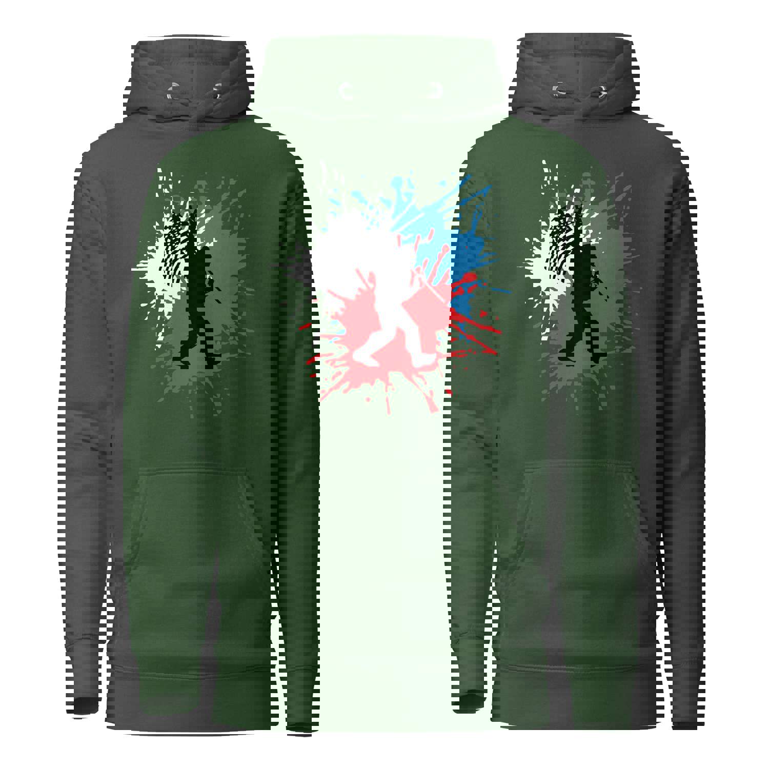 Bigfoot Sasquatch Red White and Blue American Flag Unisex Hoodie