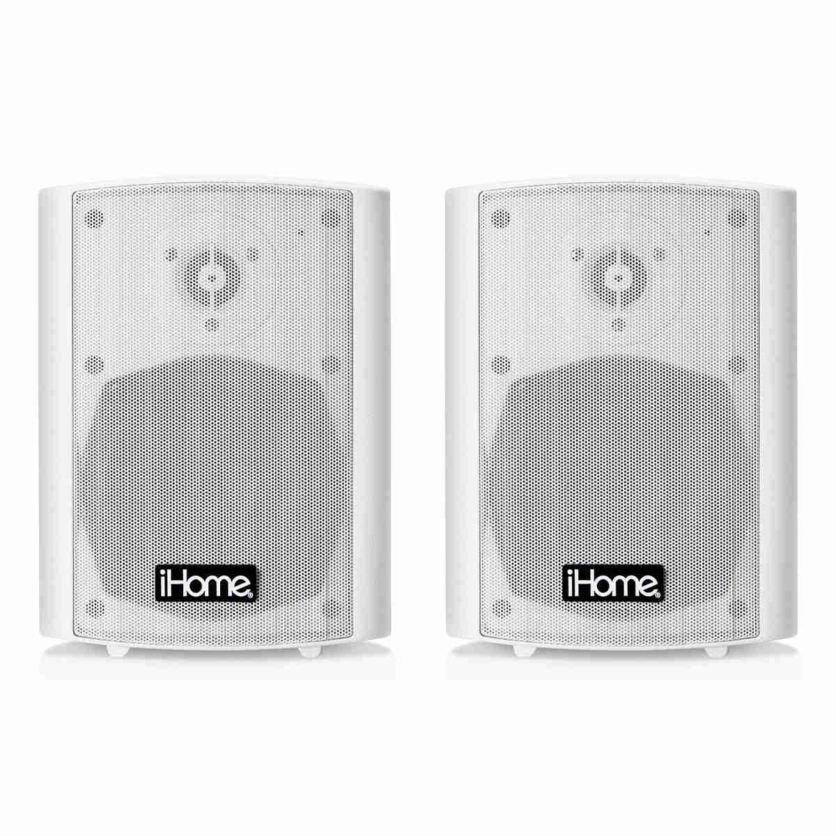 iHome iHSI-W525BT-PR-WHT 5.25" Waterproof Mountable Outdoor Bluetooth Speakers - Pair (White)