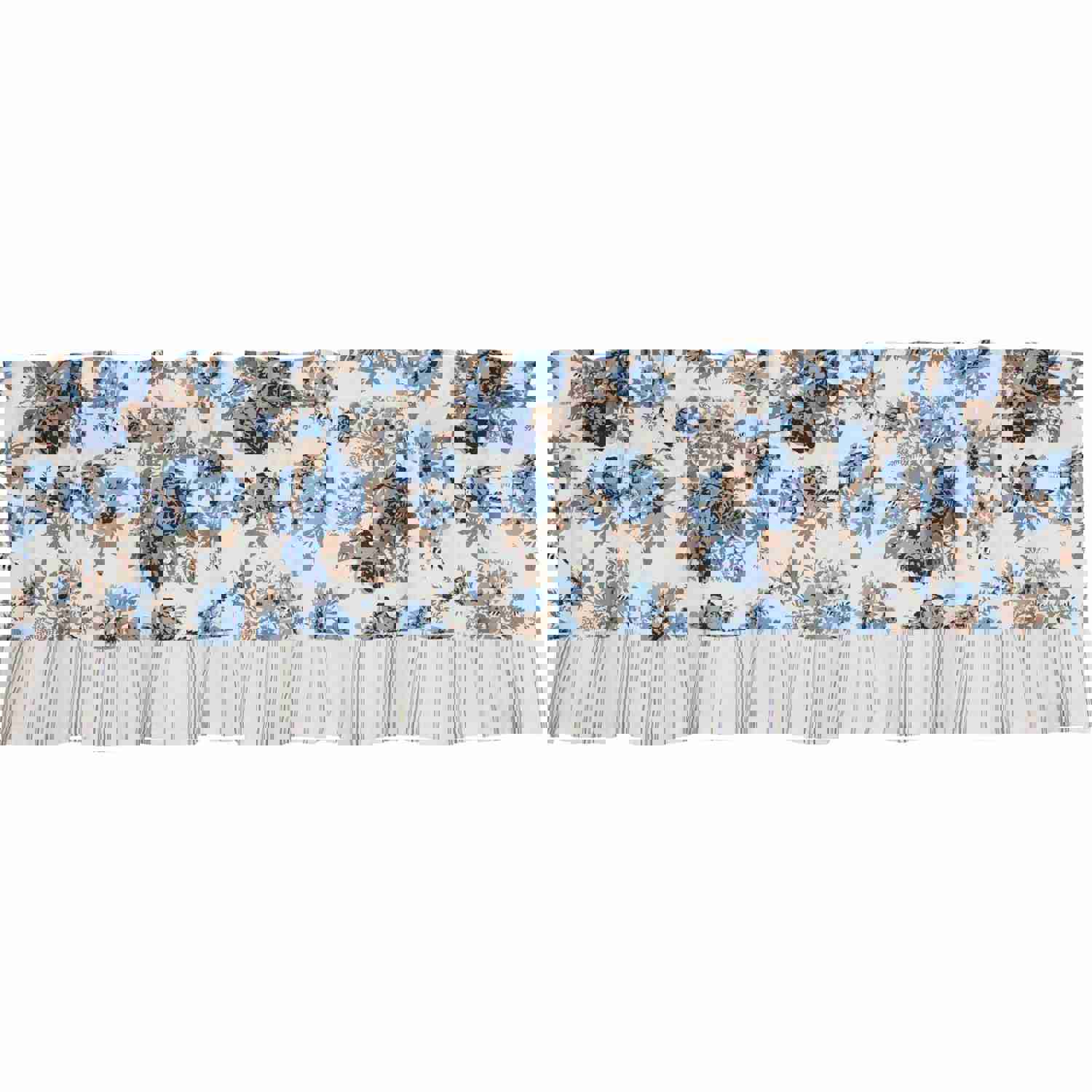 Annie Blue Floral Ruffled Lined Valance 60