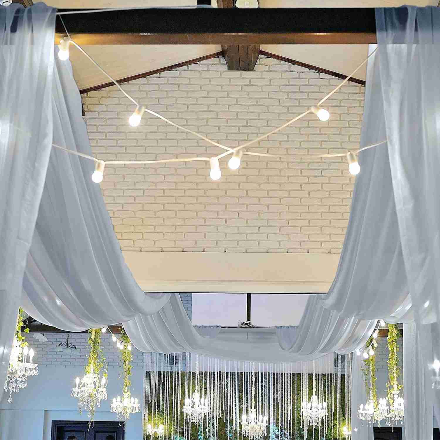 Sheer Ceiling Drape Curtain Panels Fire Retardant Fabric 10ftx30ft