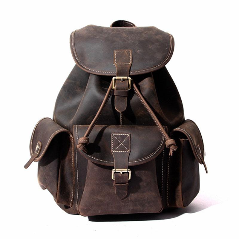 Cool Leather Men's Travel Backpack - Durable Waxed Canvas School Backpack