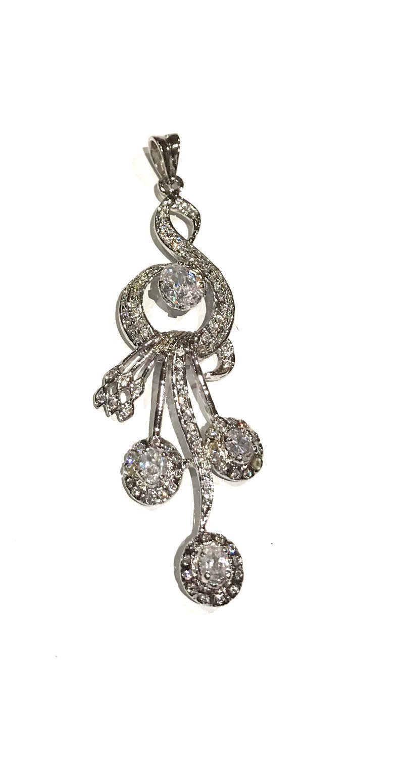 Large Silver Tone Brass Designer Pendant for Jewelry Making