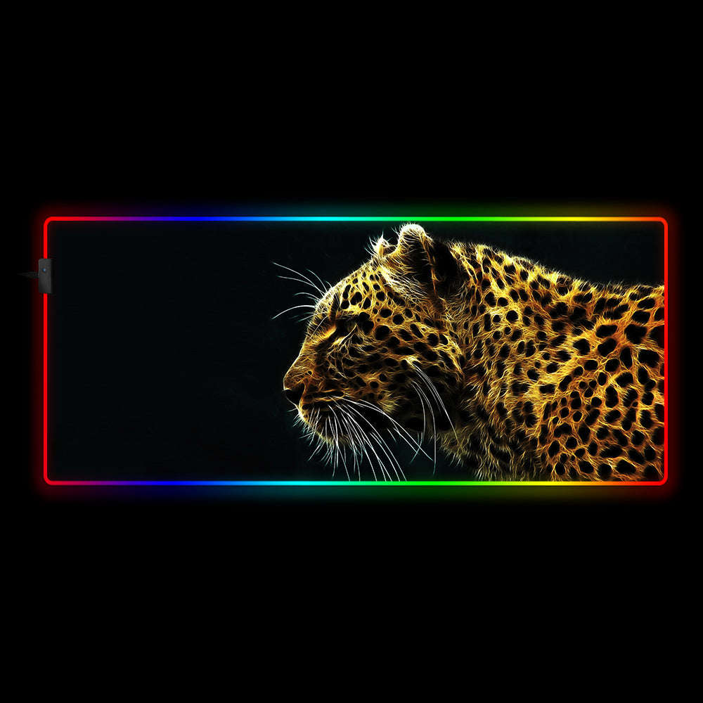 Leopard Design RGB Gaming Mouse Pad with USB LED Lighting - M-XXL Size