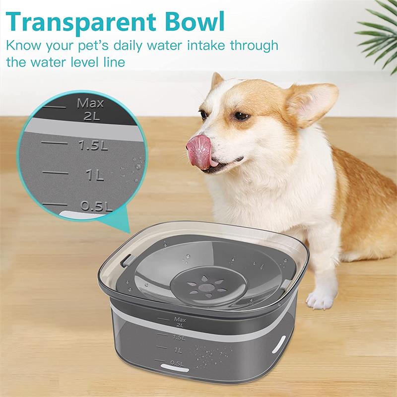 70oz Large Capacity Spill Proof Dog Water Bowl with Visible Water Level for Pets