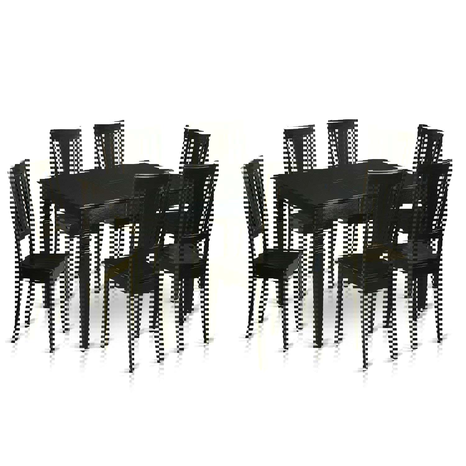 East West Furniture WEDU7-BLK-W 7 Piece Kitchen Table Set with Rectangle Dining Table and 6 Chairs, Black