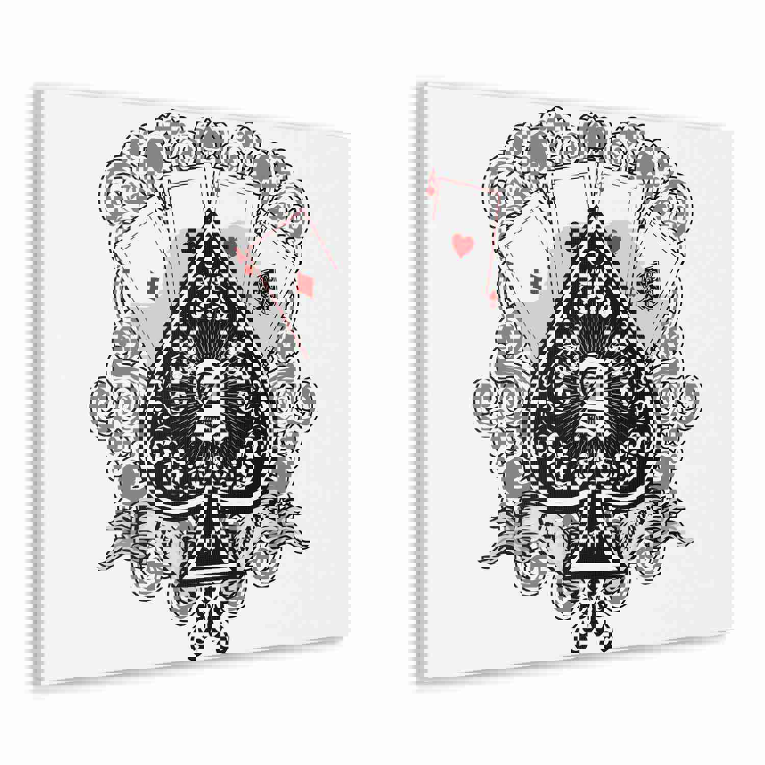 Gothic Coat Of Arms Ace Of Spades Playing Card Canvas Wall Art - Ready-to-Hang Home Decor