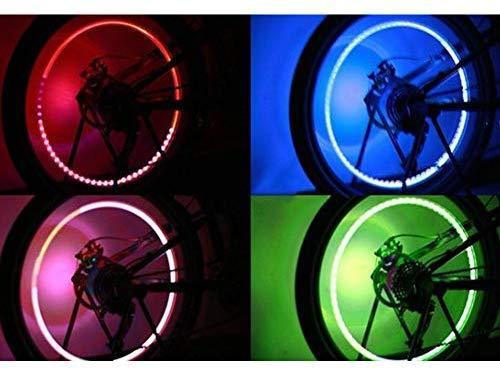 Gechiqno 4 Pair LED Wheel Lights - Car Bike Wheel Tire Tyre Valve Dust Cap, Safety, Waterproof, Motion Activated