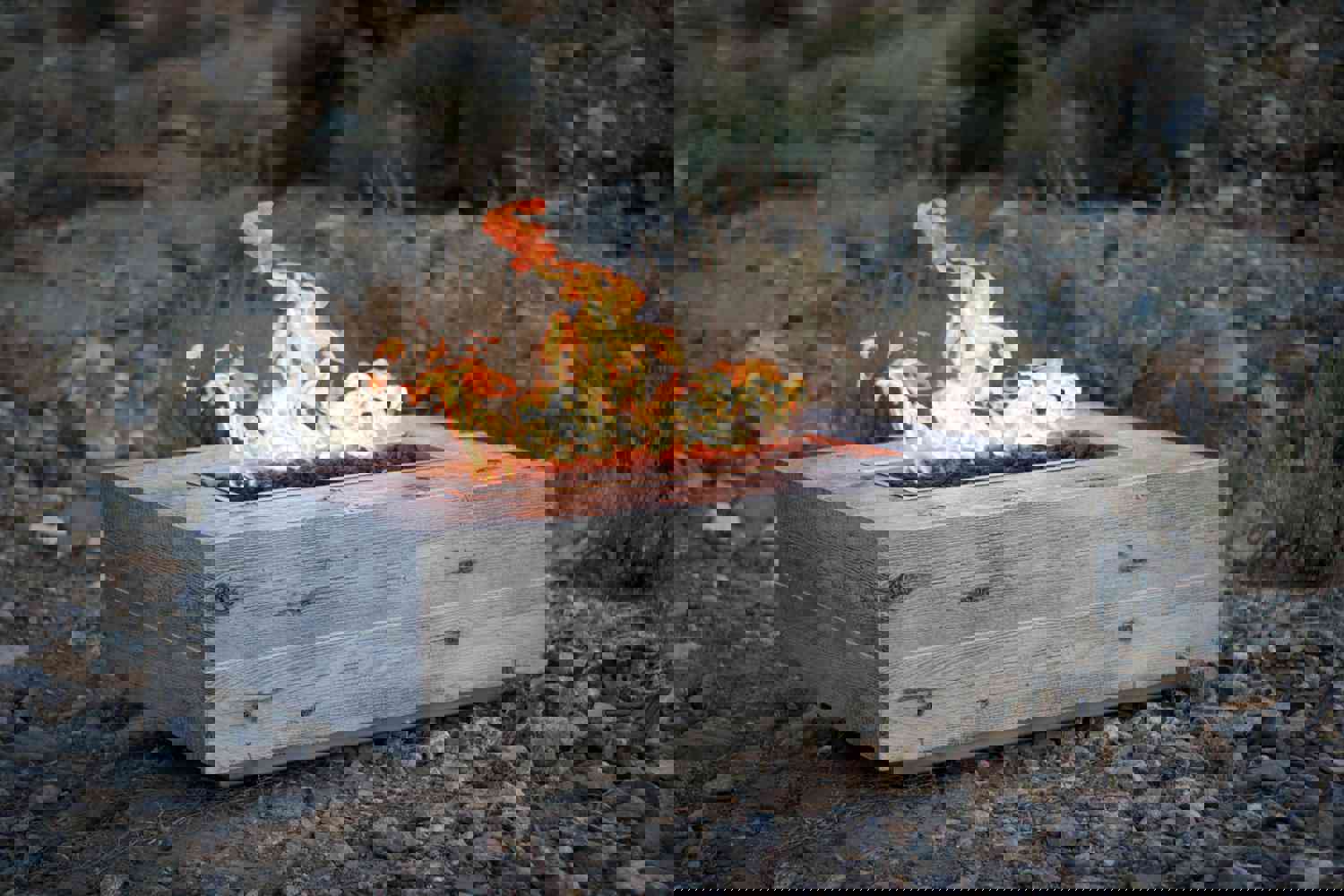 The Outdoor Plus Coronado Concrete Wood Grain Fire Pit 48 inches