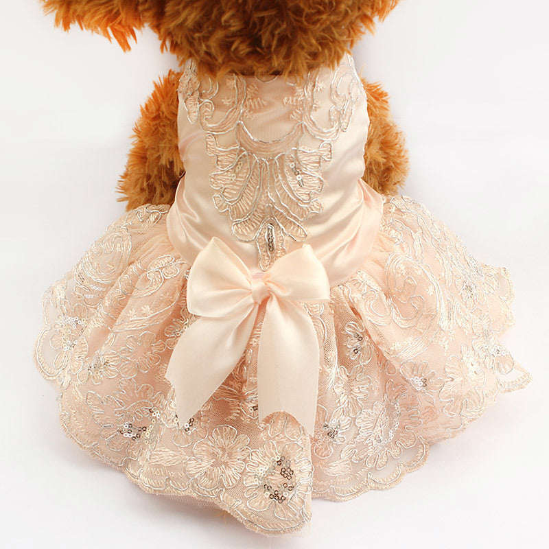 Armi Store Sequins Lace Embroidered Dog Dress - Princess Wedding Dresses for Dogs (XS, S, M, L, XL)