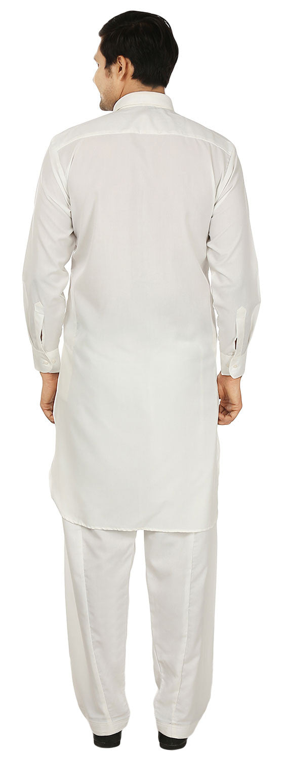 Men's Pathani Kurta Salwar Set - Indian Party Wear (White)