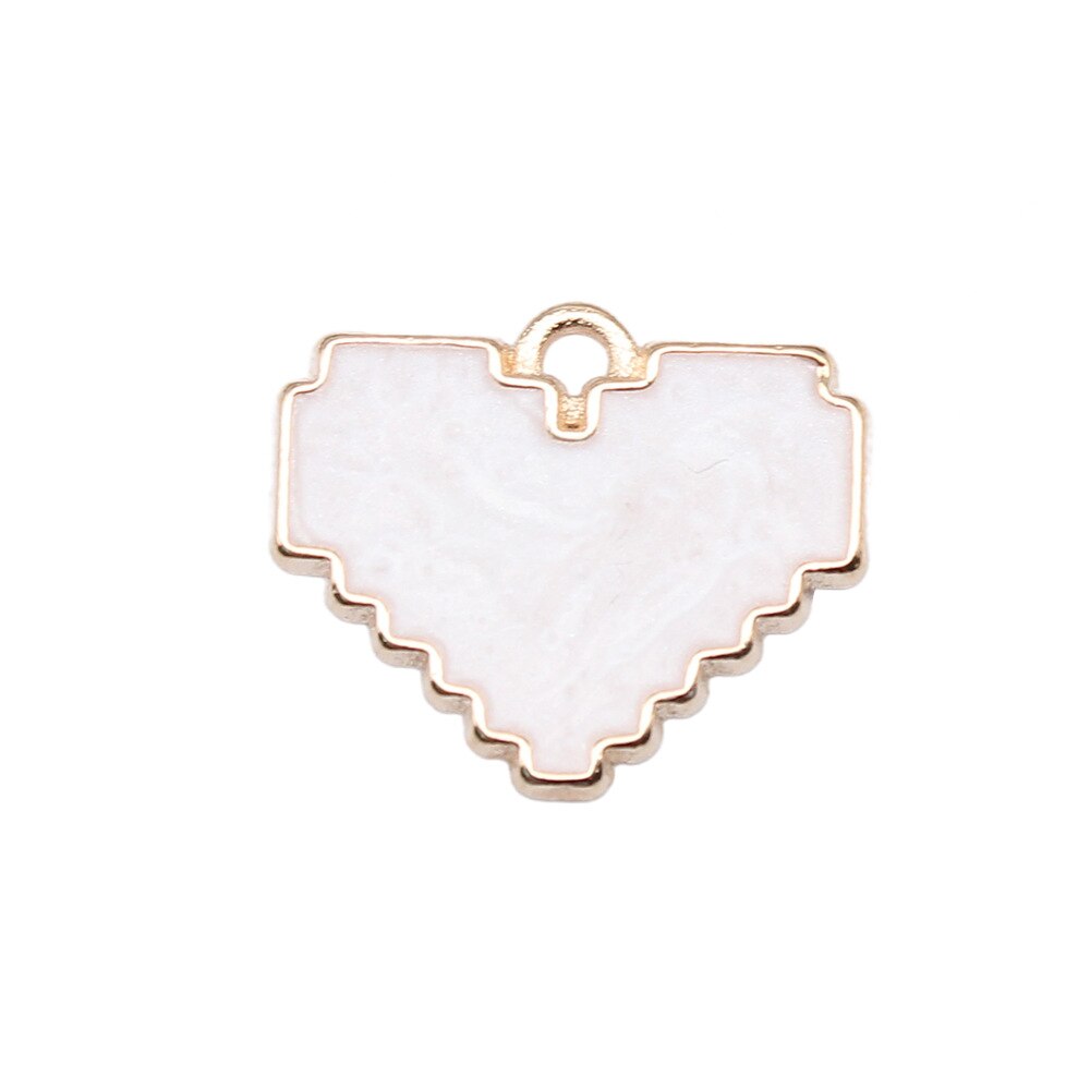 10pcs 15.5x18.6mm 5 Colors Enamel Mosaic Heart Charms Pendant for DIY Jewelry Making