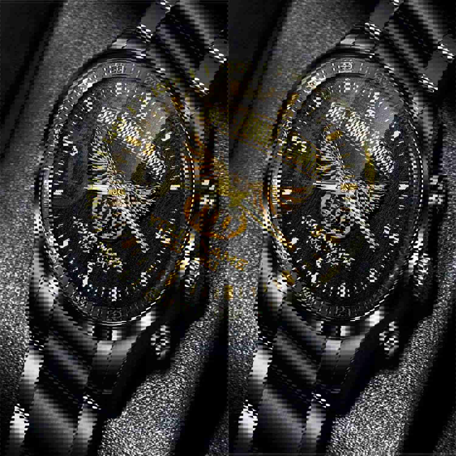 Vietnam Veteran Eagle Fashion Watch - Duty Honor Country Black & Gold Personalized Gift