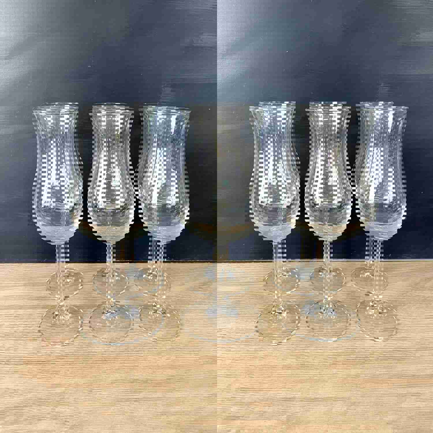 Vintage Bulbous Tulip Wine or Cocktail Glasses - Set of 6 - 1980s France