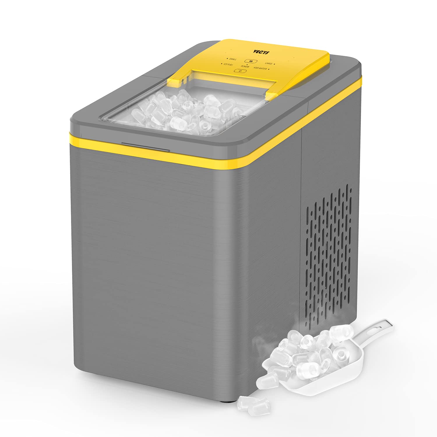 VECYS Countertop Ice Maker Machine, 9 Bullet Cubes Sport Series, Yellow