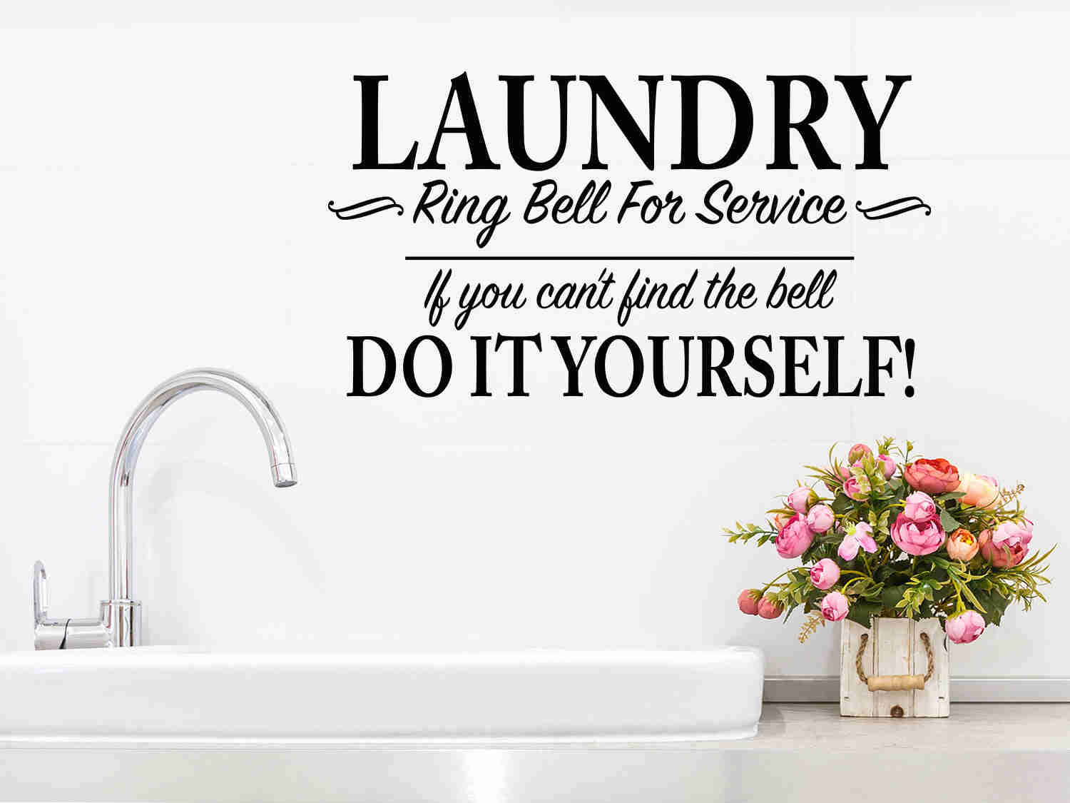 Laundry Ring Bell For Service - Vinyl Wall Decal
