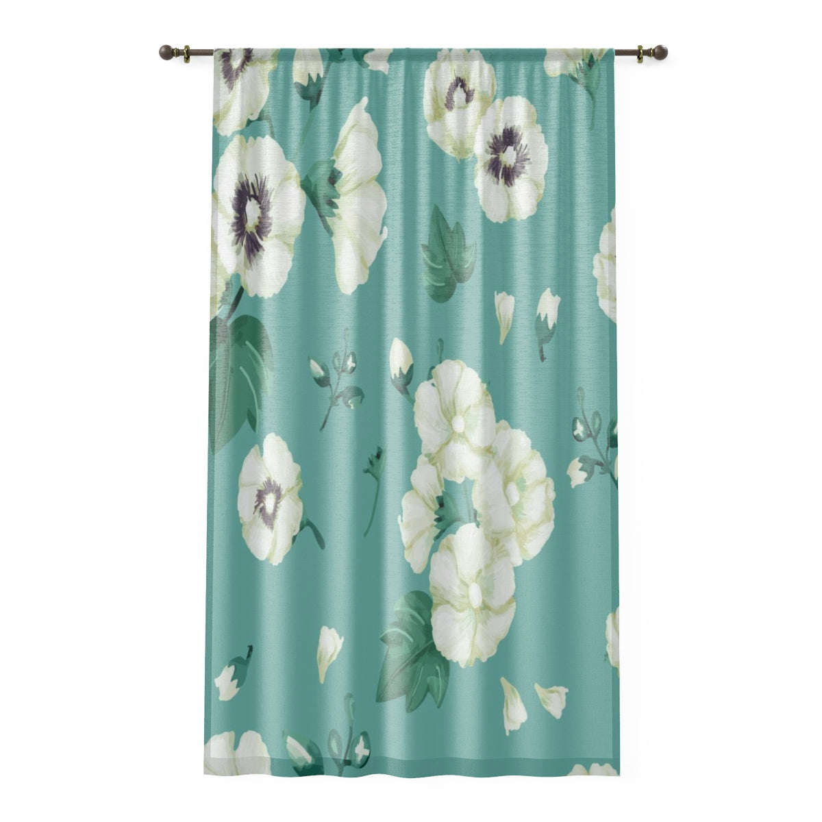 WHITE HOLLYHOCKS - SHEER Window Curtain