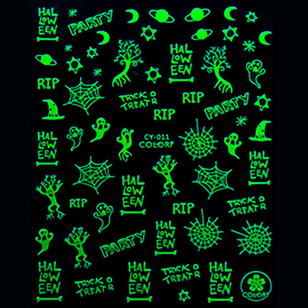 Glow in the Dark Halloween Stickers for Nail Art and Resin Crafts