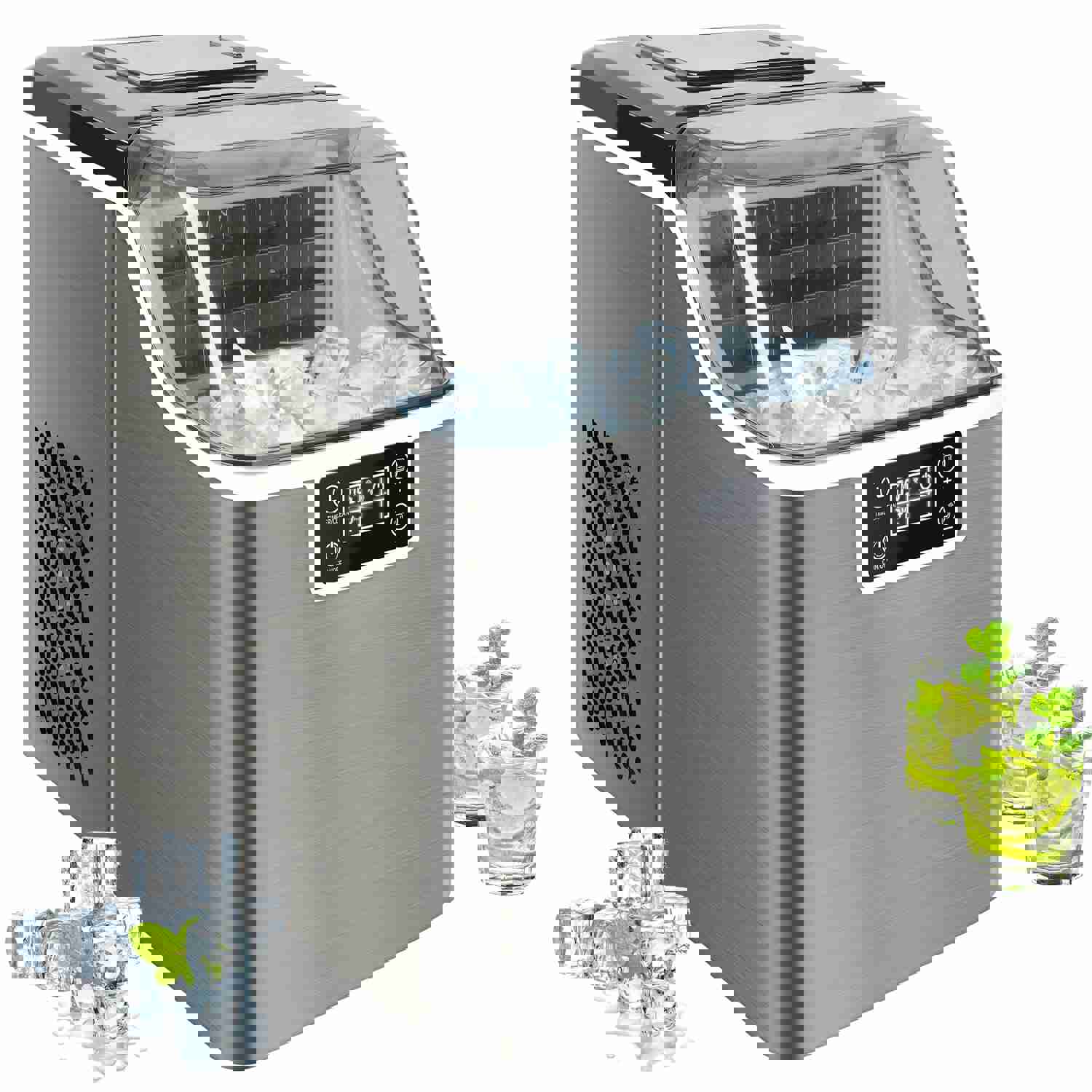 Portable Electric Countertop Ice Maker Machine with LCD Display, 44Lbs/24H, Self-Clean, Silver