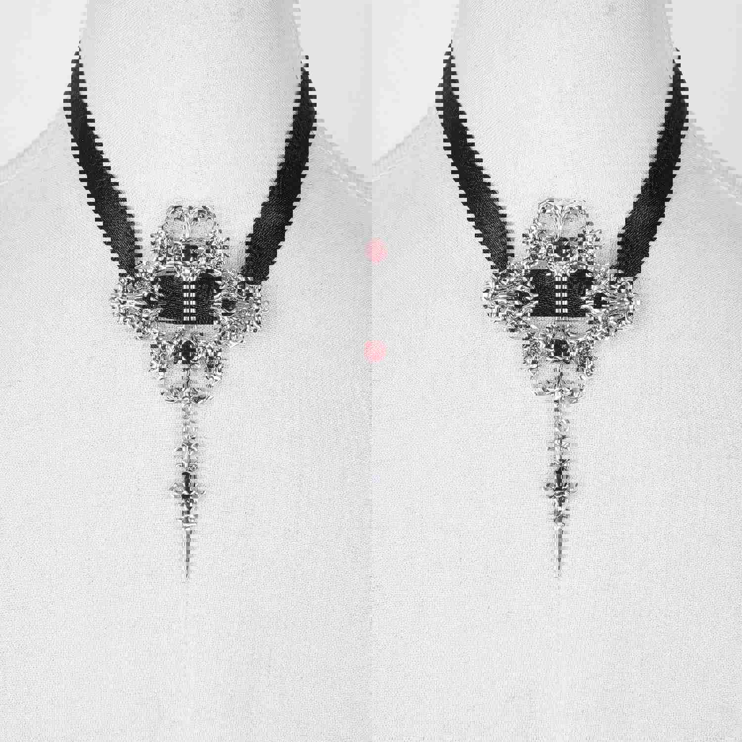 Gothic Punk Women's Choker Collar Necklace with Lace and Velvet Band