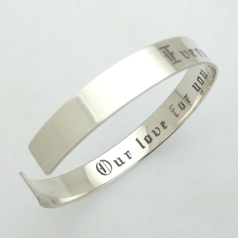 Fathers Day Gift - Engraved Sterling Silver Bracelet for Men