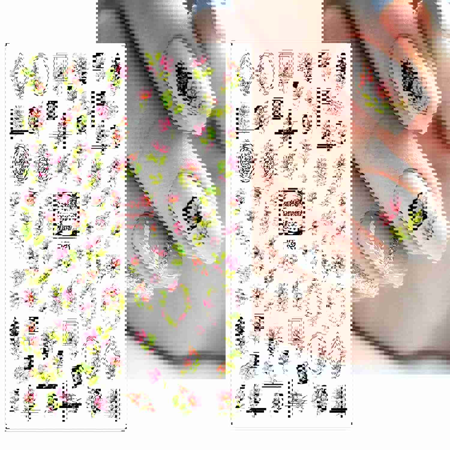 10 Sheets Spring Nail Art Stickers Decals - 3D Self Adhesive Floral Design for Women & Girls