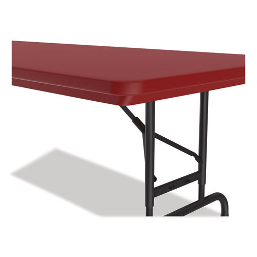 Correll Adjustable Folding Tables Rectangular 72x30x22 To 32 Red Top Black Base