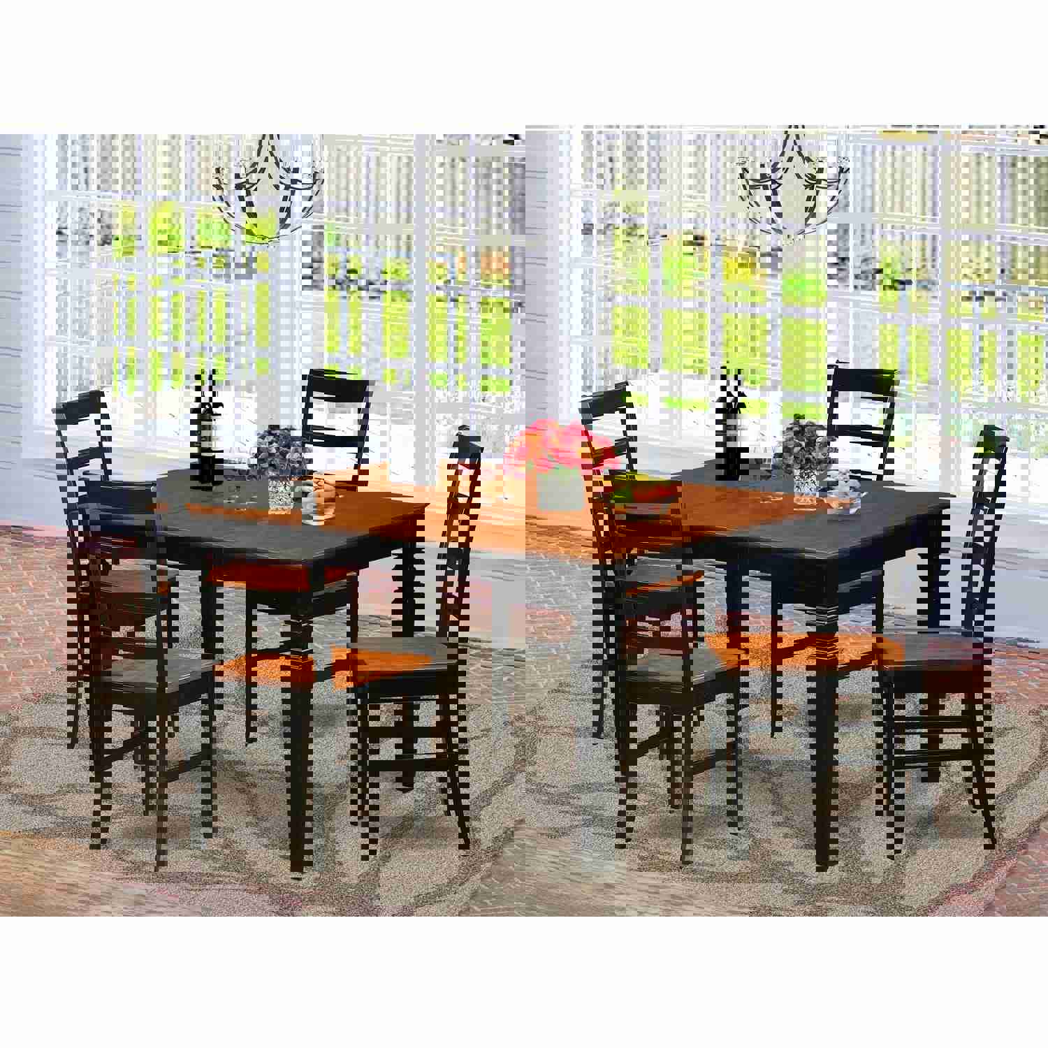 East West Furniture 5 Piece Dining Table Set with Butterfly Leaf, Black & Cherry