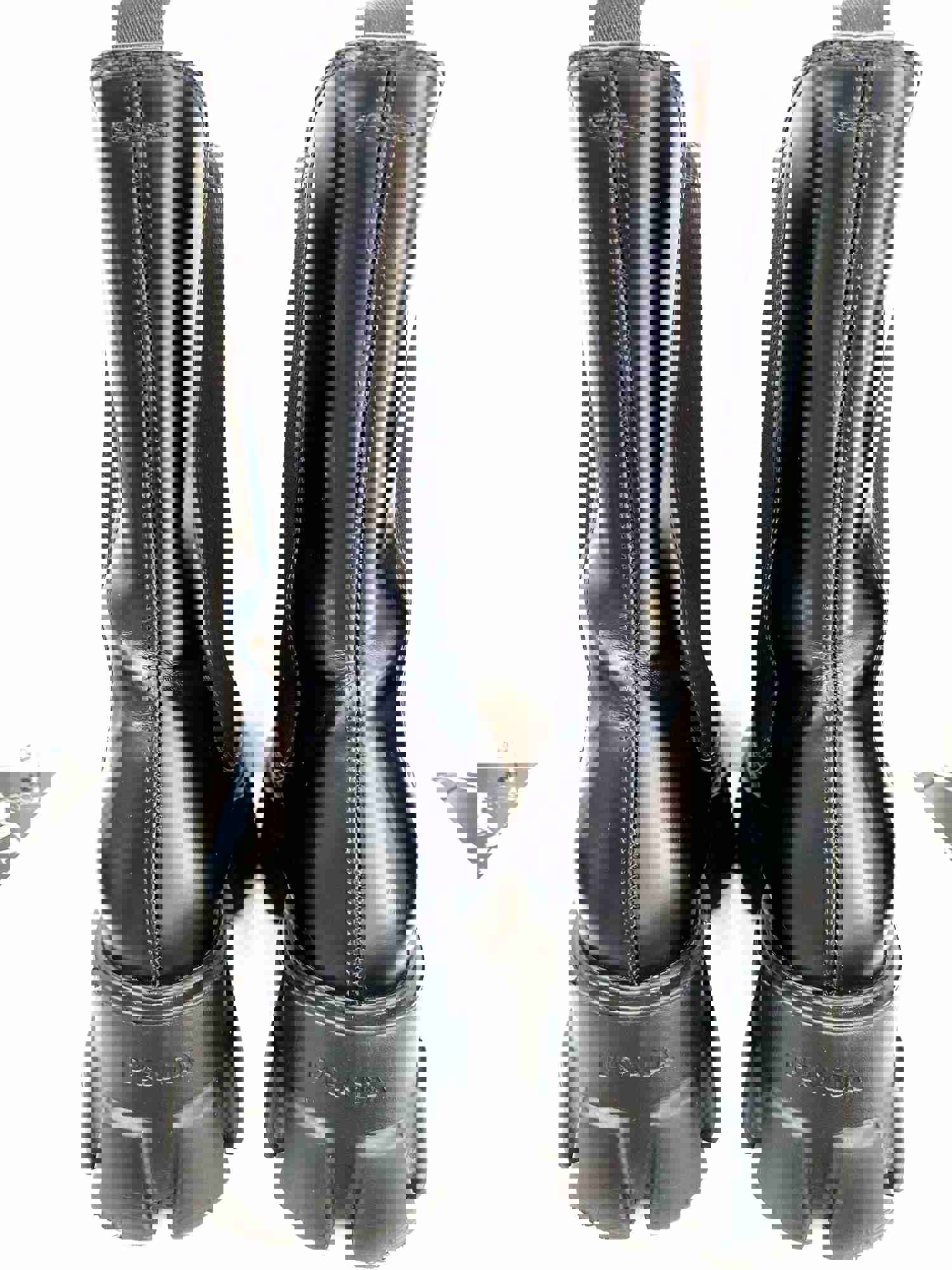 PRADA SPAZZOLATO ROIS MONLITH BRUSHED LEATHER CHELSEA BOOTS