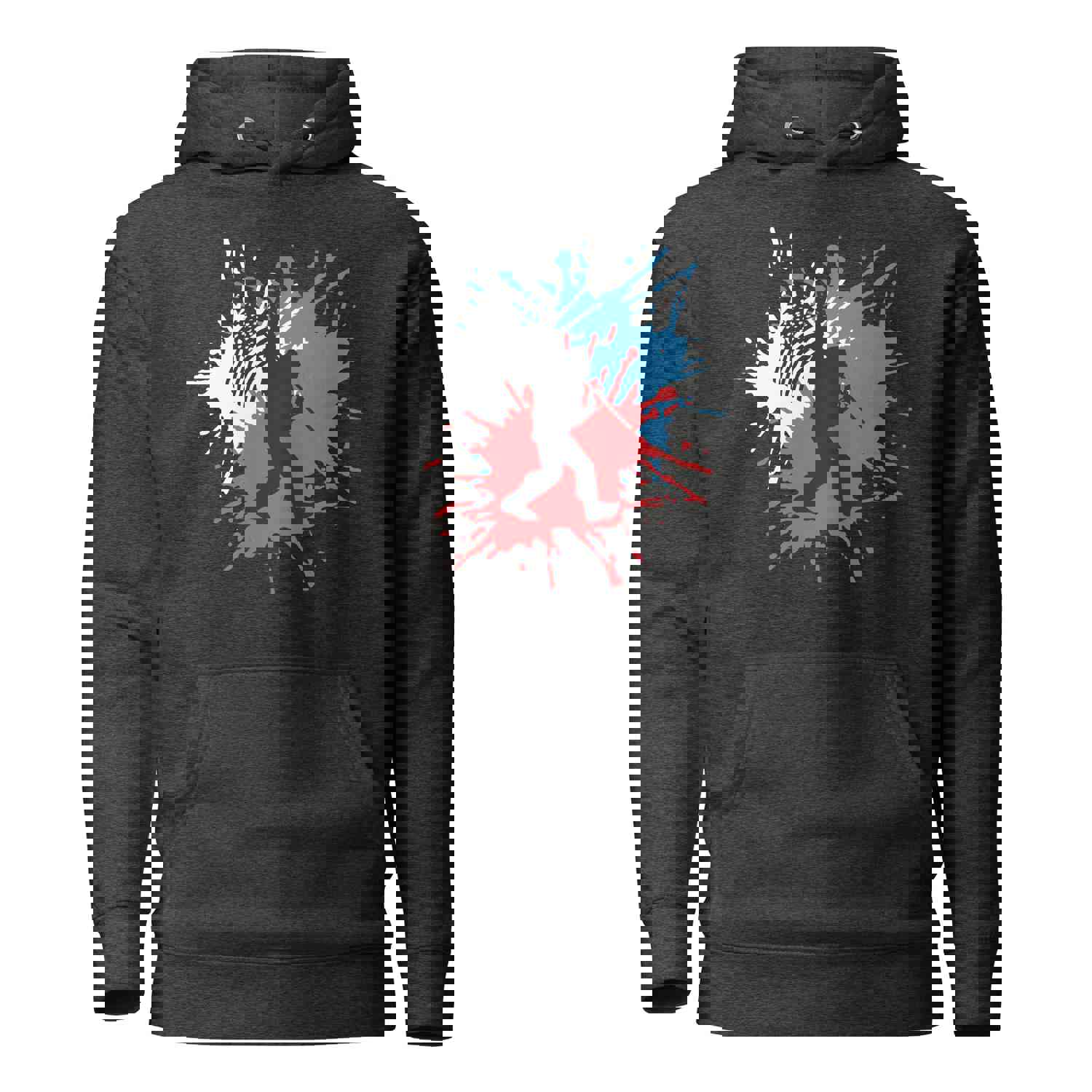 Bigfoot Sasquatch Red White and Blue American Flag Unisex Hoodie