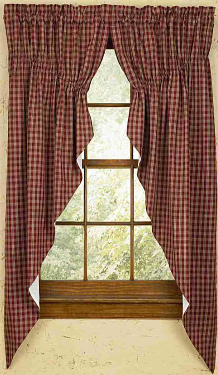 Sturbridge Wine Gathered Swag 63 in. Prairie Curtain Style - Set of 2