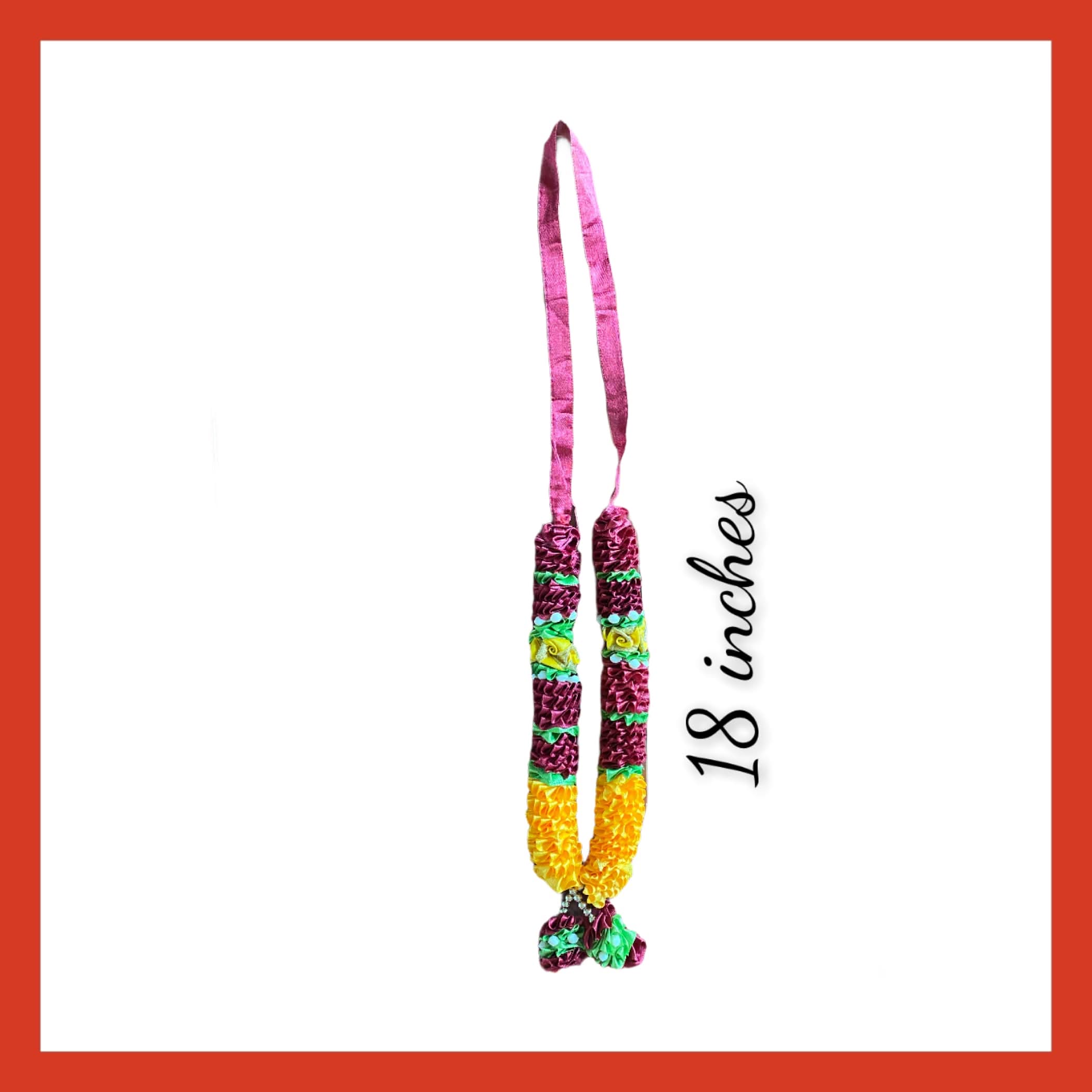 Indian Garland Haar Mala - 18 Inch Satin Flower Mala for God/Goddess Idol Pooja and Temple Decor