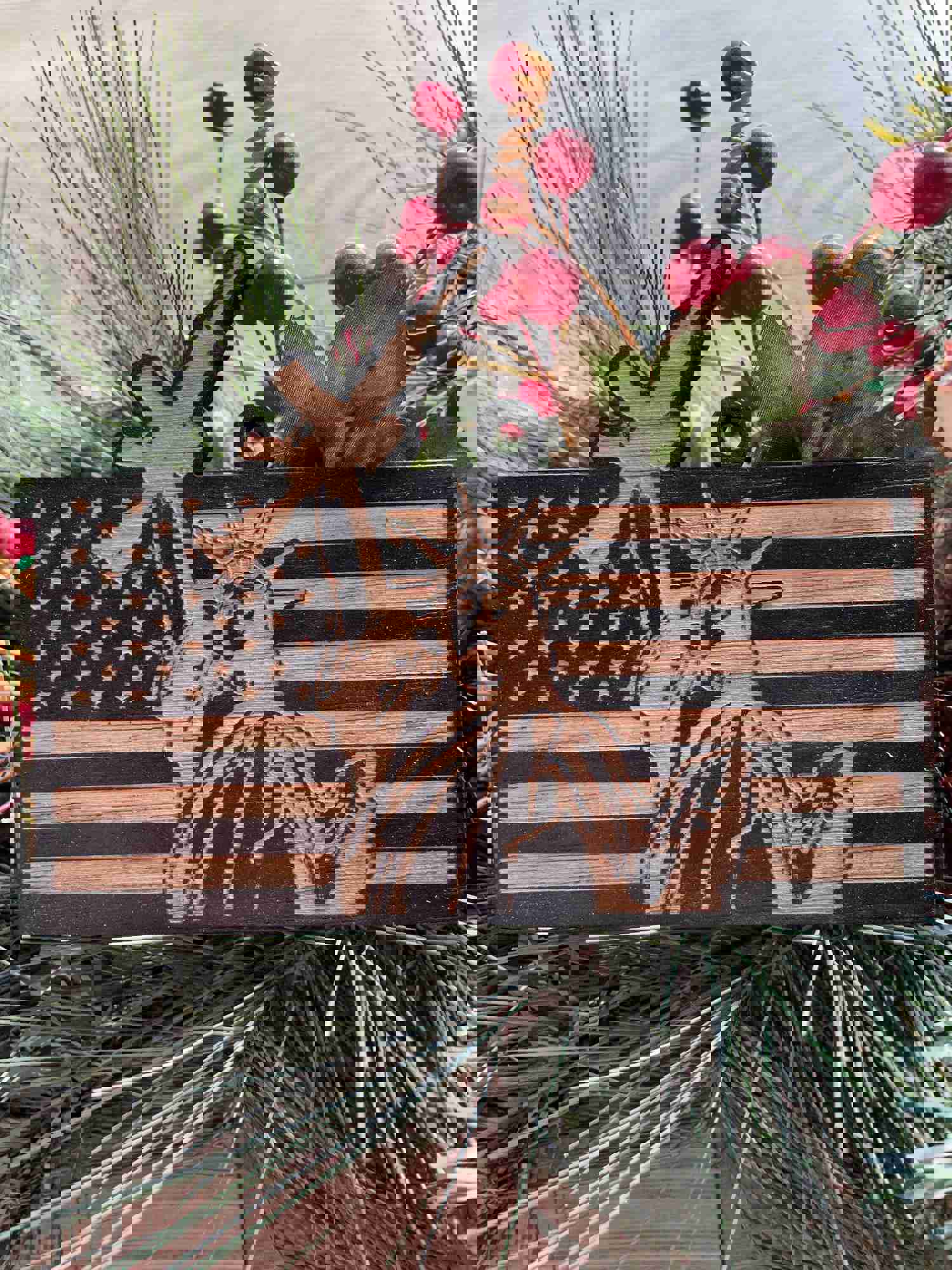 Statue of Liberty AR15 Flag Christmas Ornament - Patriotic Holiday Decoration & Unique Gift