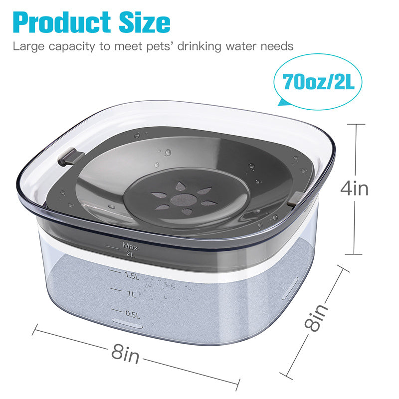 70oz Large Capacity Spill Proof Dog Water Bowl with Visible Water Level for Pets