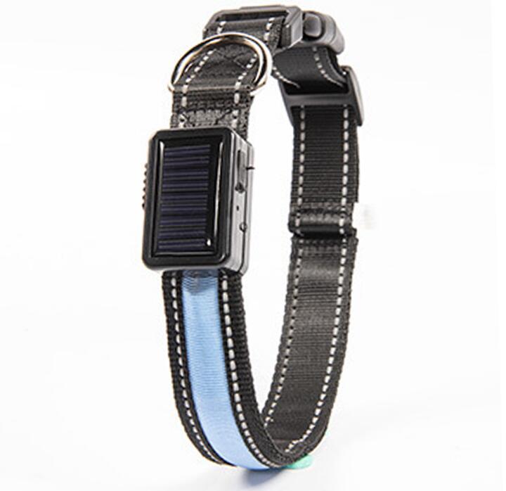 Solar Luminous Dog Collar - USB Charging Flash Pet Collar with Nylon Mesh