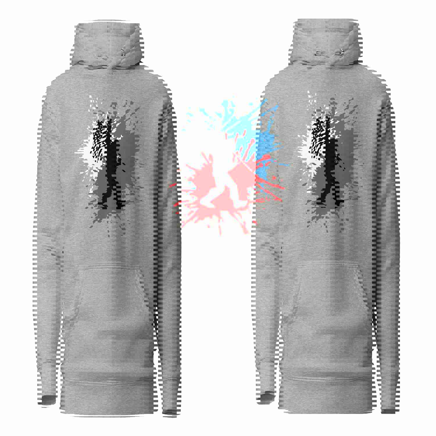 Bigfoot Sasquatch Red White and Blue American Flag Unisex Hoodie