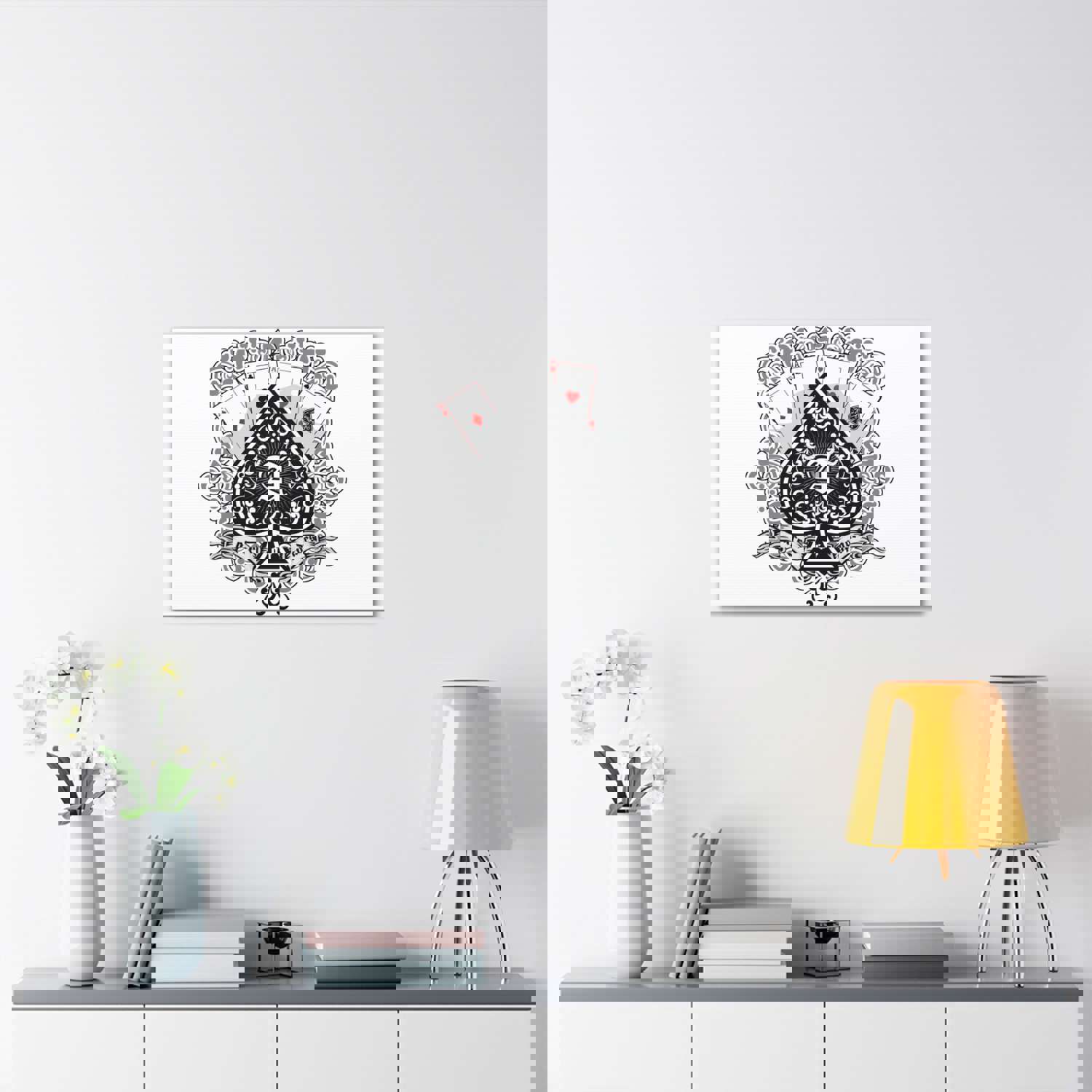 Gothic Coat Of Arms Ace Of Spades Playing Card Canvas Wall Art - Ready-to-Hang Home Decor