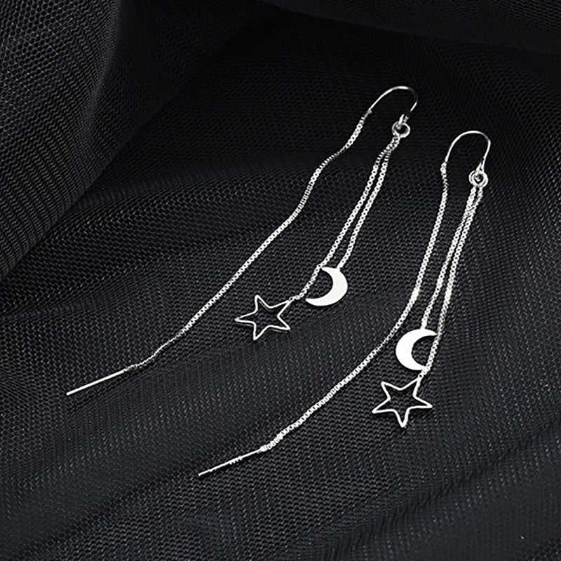 New Fashion Korean Chain Tassel Drop Earrings for Women - Retro Silver Color Hanging Earrings