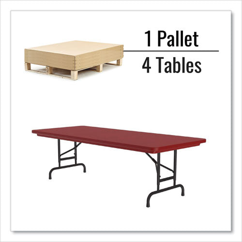 Correll Adjustable Folding Tables Rectangular 72x30x22 To 32 Red Top Black Base