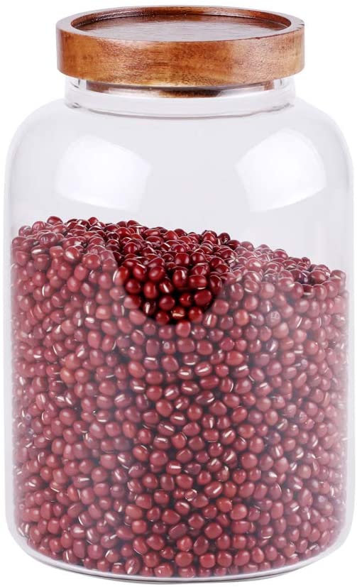 Hunnibi Glass Storage Jar with Airtight Lid for Tea, Coffee, Honey, and Spices