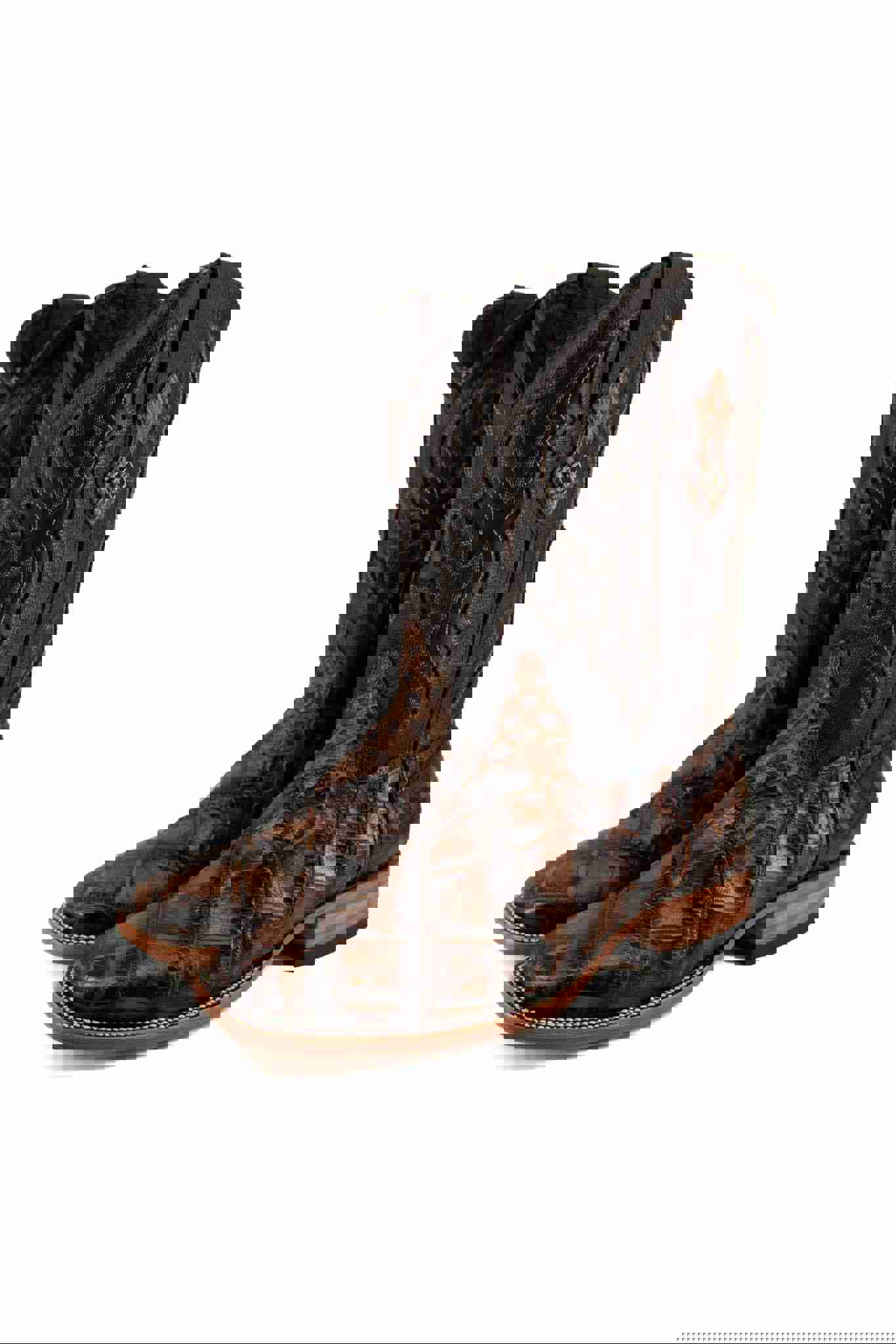 Imit Panza De Lagarto Cowboy Boot - Genuine Leather Square Toe