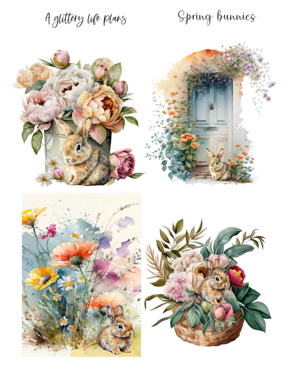 Spring Bunnies Mini Kit - Planner Stickers and Decorations