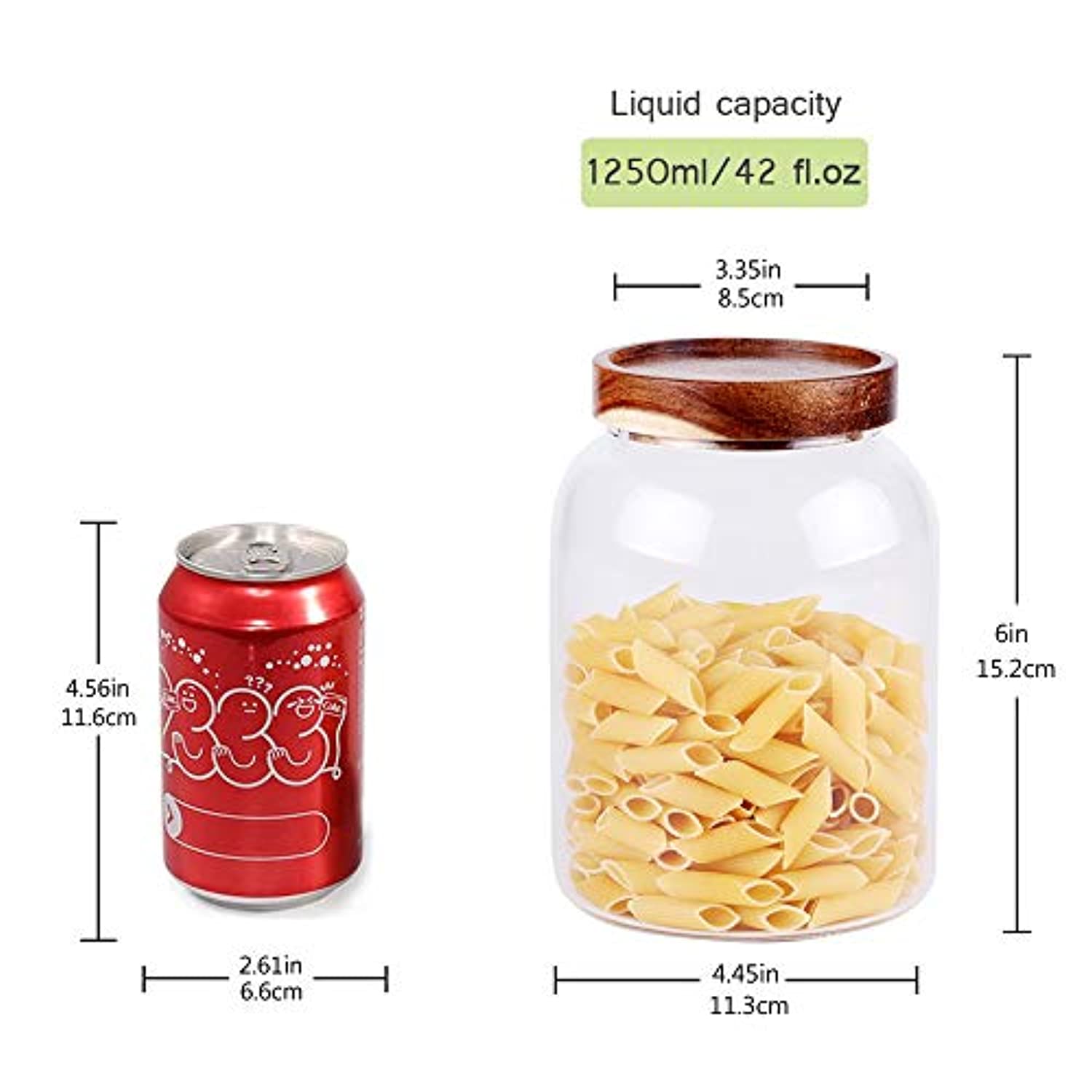 Hunnibi Glass Storage Jar with Airtight Lid for Tea, Coffee, Honey, and Spices