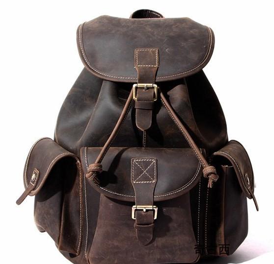 Cool Leather Men's Travel Backpack - Durable Waxed Canvas School Backpack