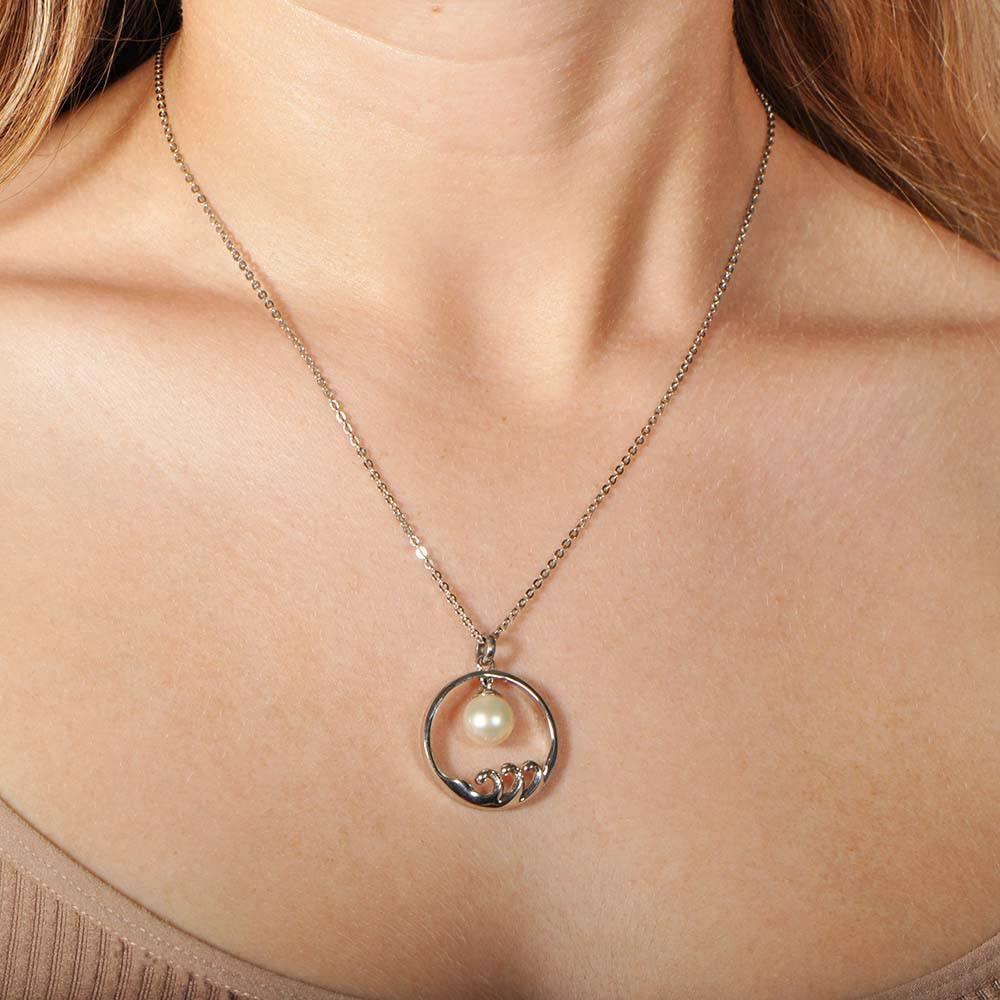 Pearl Ocean Tides Pendant - 925 Sterling Silver with Akoya, Freshwater, or Tahitian Pearl