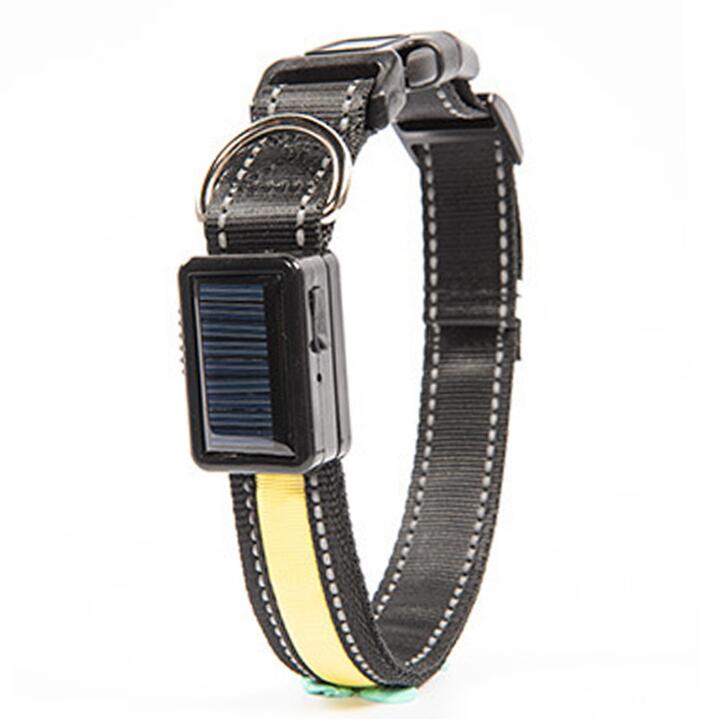 Solar Luminous Dog Collar - USB Charging Flash Pet Collar with Nylon Mesh