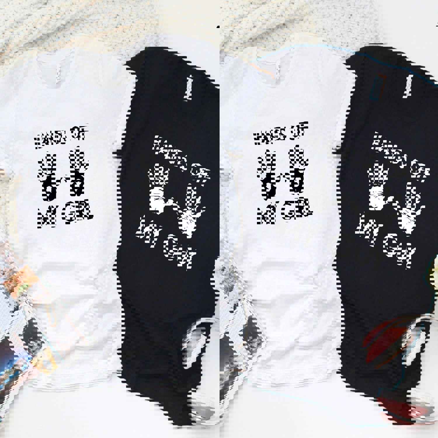 Funny Jealous Couple Outfits - Hands Off My Girl/My Guy Matching Set